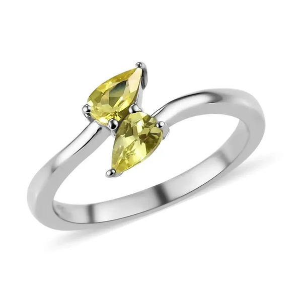 AAA Canary Tourmaline Bypass Ring In 925 Sterling Silver - Picture 7 of 7
